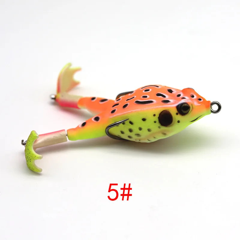 Topwater Frog Lure Bass Trout Fishing Lures Kit Set Realistic Prop Frog Soft Swimbait Floating Bait with Weedless Hooks