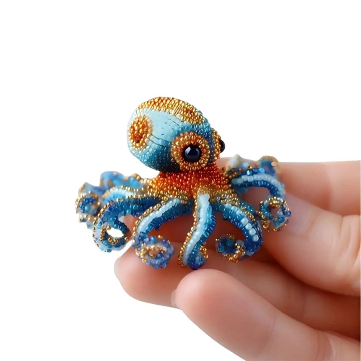 Octopus Bead Embroidery Kit Versatile Sea Creature Beaded Embroidery Diy Beadwork Craft Kit Three-Dimensional For Dining Room