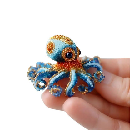Octopus Bead Embroidery Kit Versatile Sea Creature Beaded Embroidery Diy Beadwork Craft Kit Three-Dimensional For Dining Room
