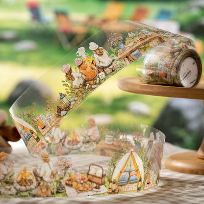 1 Roll Nature Camping Theme Scenic PET Tape for Scrapbooking DIY Collage Material Phone Case Notebook Decoration
