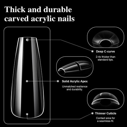 XS-L Nature Soft Gel False Nail Tips Full Cover Press on Almond Capsules Coffin Artificial Glossy Fake Nails Extension 16 Sizes