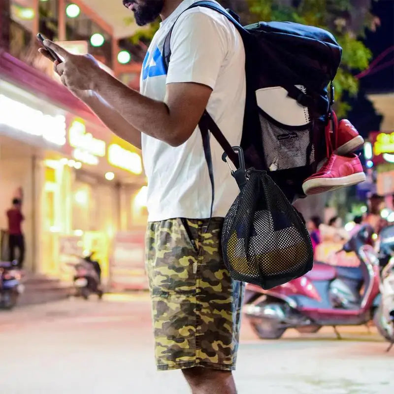 Portable Drawstring Basketball Backpack Mesh Bag Football Soccer Volleyball Basketball Football Volleyball Bag Mesh Handbag Ball