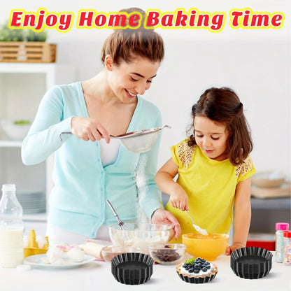 Mini Tart Pans Small Cake Mold,With Removable Bottom,Nonstick Cake Pan,Round Quiche Pie Pan Set, Cupcake Muffin Mold Baking Tool