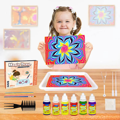 Marble Painting Kit for Kids,Arts and Crafts Paint On Water Set,Water Marbling Paint Kit Ideal Gifts for Girls & Boys Age 4-16