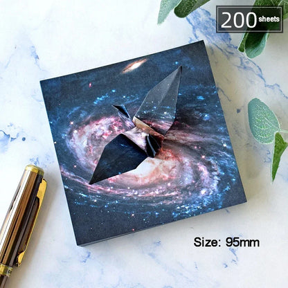 200-400Sheets Galaxy Outer Space Origami Paper Cranes Paper Decor Folded Origami Paper for Kids DIY Arts Christmas Craft Project