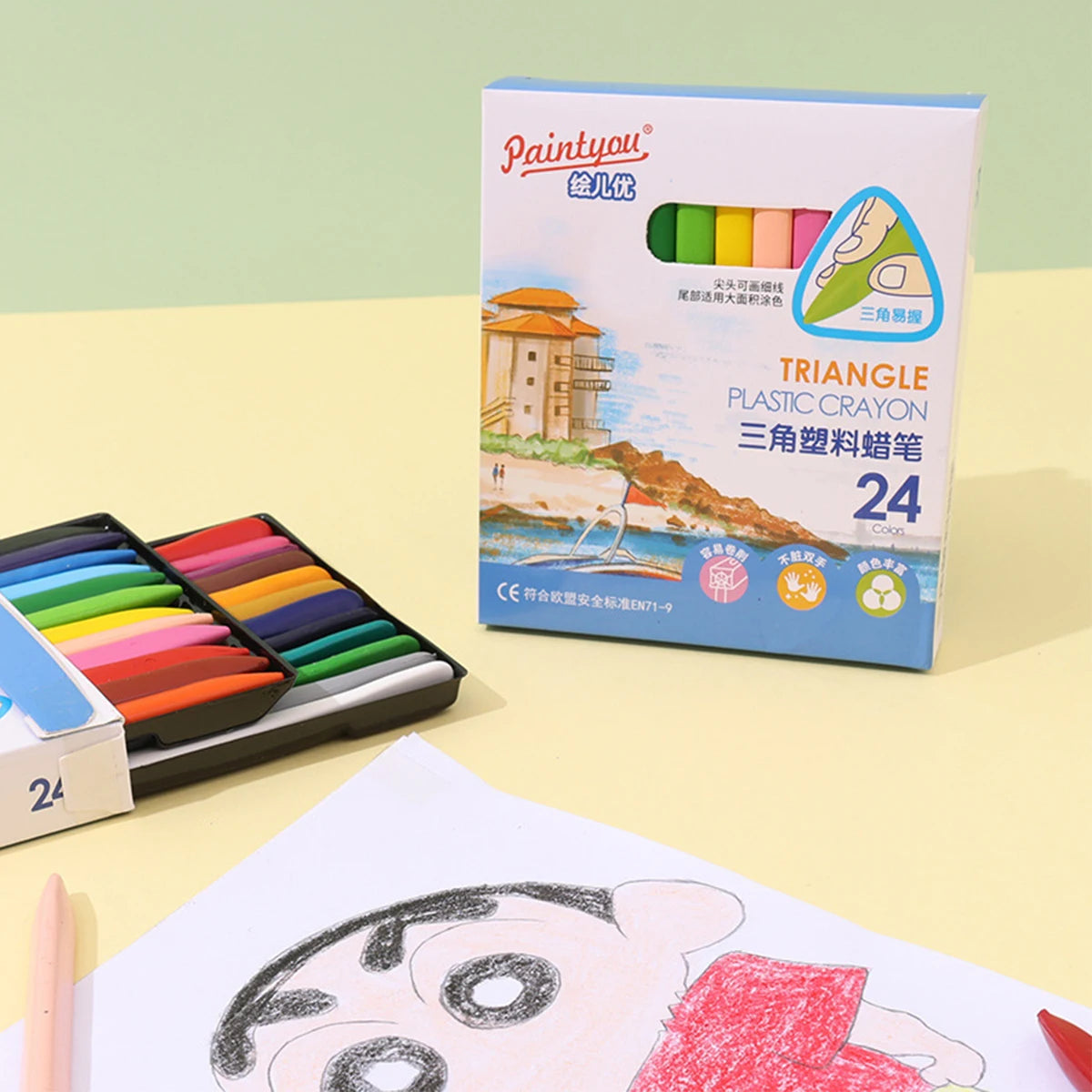 12-36 Color Washable Crayons Non-Toxic Erasable Triangular Grip Art Supplies Toddler Safe Oil Pastels for Drawing Coloring Gifts