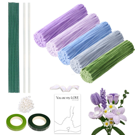 Pieces Of Pipe Cleaners For Crafts, Colored Pipe Cleaner Flower Set, Flexible Pipecleaners For Flower Diy Craft Kit Gift