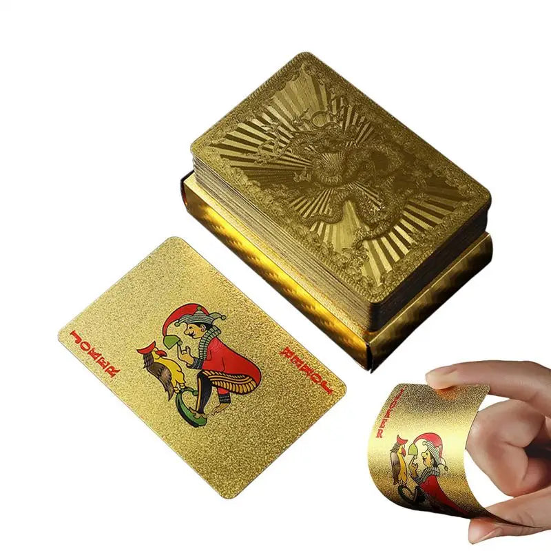 Poker Cards Game Waterproof Gold Foil Poker Board Game PVC Portable Leisure Playing Cards For Festivals Parties Gatherings