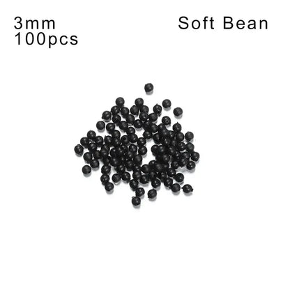 100pcs Fishing Beads Space Stopper Black 3mm-12mm Round Soft and hard beans Fishing Lures bait Hook Rig Accessories