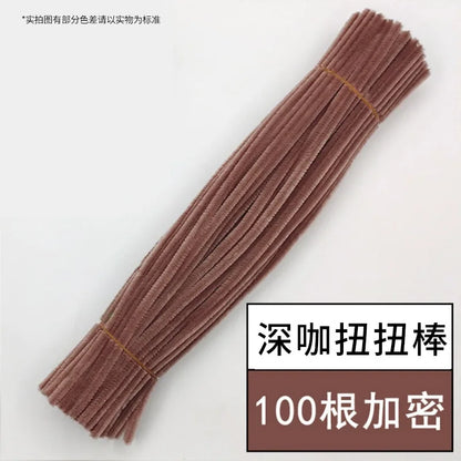 100pcs Chenille Stems Toy DIY Strips Twist Bar Anvil Wire Craft Pipe Creative Hobby Children Plush Stick Pipe Cleaners DIY Craft