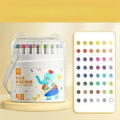Water Soluble Crayons with Bear - Eared Bucket Packaging and Handle Silky Smooth Art Supplies Kids' Drawing & Coloring Tool Set