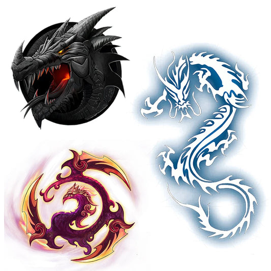 Three Ratels QC561 Super cool dragon logo Blue Ink White Dragon wall sticker art for home decoration car hood decals