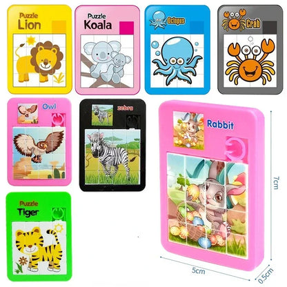 1-16 Number Learning Slide Puzzles Cartoon Education Letter Animal Children's Jigsaw Puzzle Games Brain Exercise Mini Toys