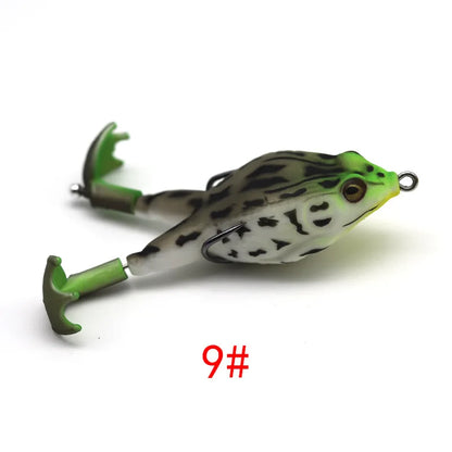 Topwater Frog Lure Bass Trout Fishing Lures Kit Set Realistic Prop Frog Soft Swimbait Floating Bait with Weedless Hooks