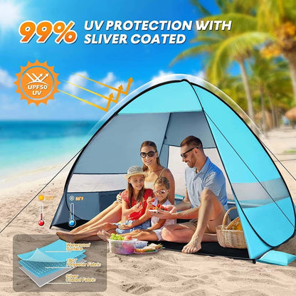 Pop Up Beach Tent Outdoor Camping Travel Shade Sun Shelter Tent Lightweight Folding Waterproof UV Protection Tents 2-3 Man/Women