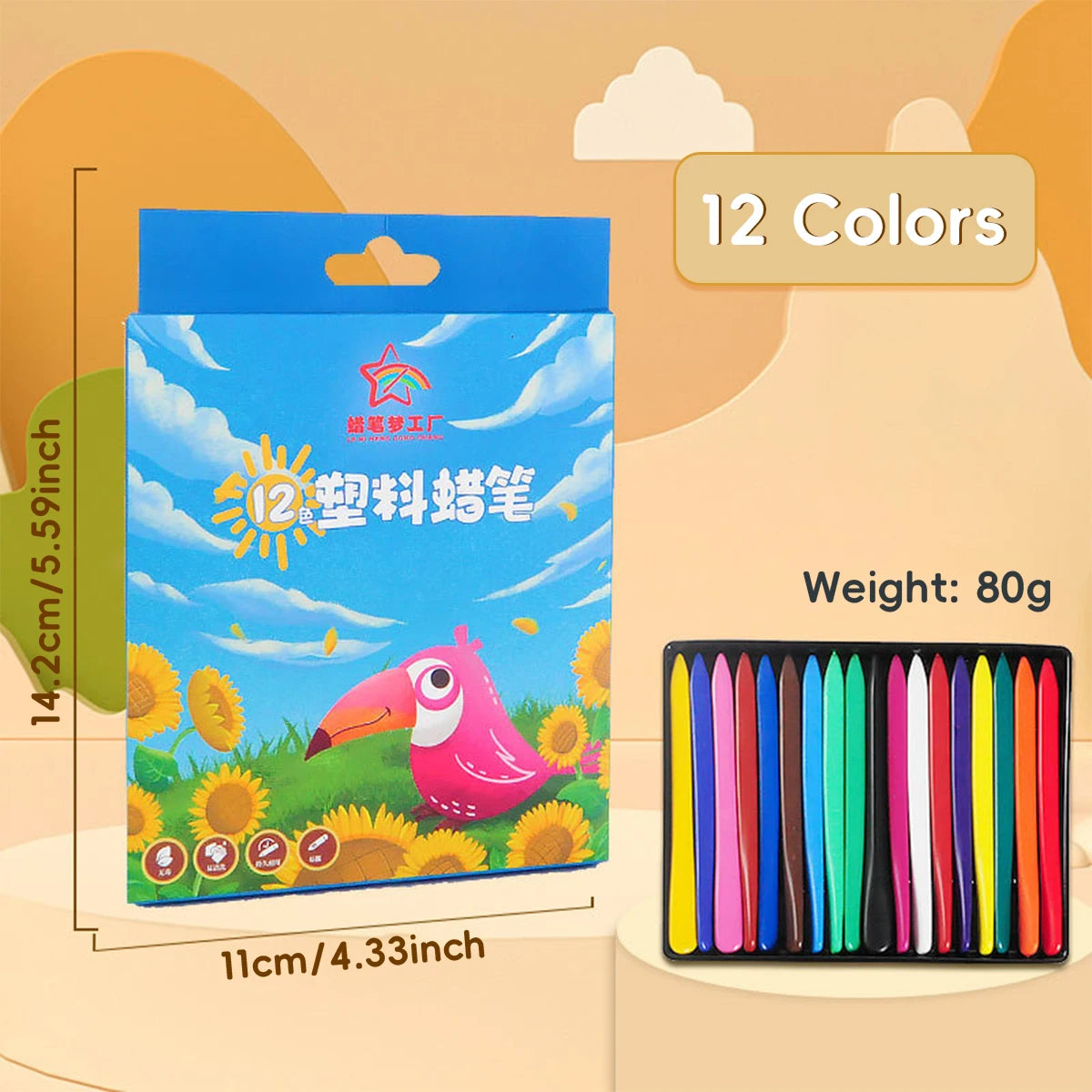 12-36 Color Washable Crayons Non-Toxic Erasable Triangular Grip Art Supplies Toddler Safe Oil Pastels for Drawing Coloring Gifts