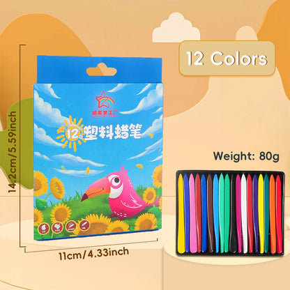 12-36 Color Washable Crayons Non-Toxic Erasable Triangular Grip Art Supplies Toddler Safe Oil Pastels for Drawing Coloring Gifts