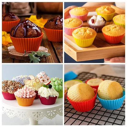 12pcs/Set Silicone Cake Mold Round Shaped Muffin Cupcake Baking Molds Kitchen Cooking Bakeware Maker DIY Cake Decorating Tools