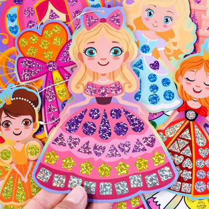 Holographic Mosaic Princess Mermaid  Art Set DIY Craft Kit Foil Stickers For Birthday Gift For Travel Gift DIY Decor