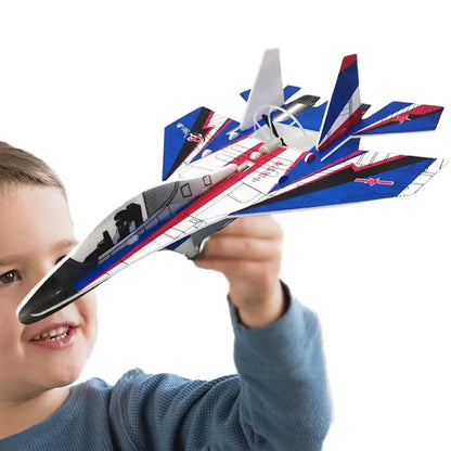 Foam Airplane Toys Rechargeable Throwing Foam Plane Flight Mode Glider Plane With Spinning Function Outdoor Flying Toy For Kids