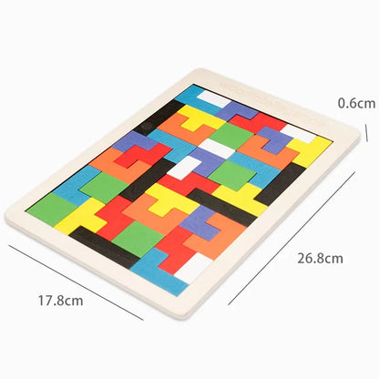 Hexagonal Wooden Puzzles Educational Toys For Children Kids Preschool Tangram Board Brain IQ Test Game Montessori Toys Gifts