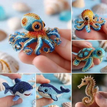 Octopus Bead Embroidery Kit Versatile Sea Creature Beaded Embroidery Diy Beadwork Craft Kit Three-Dimensional For Dining Room