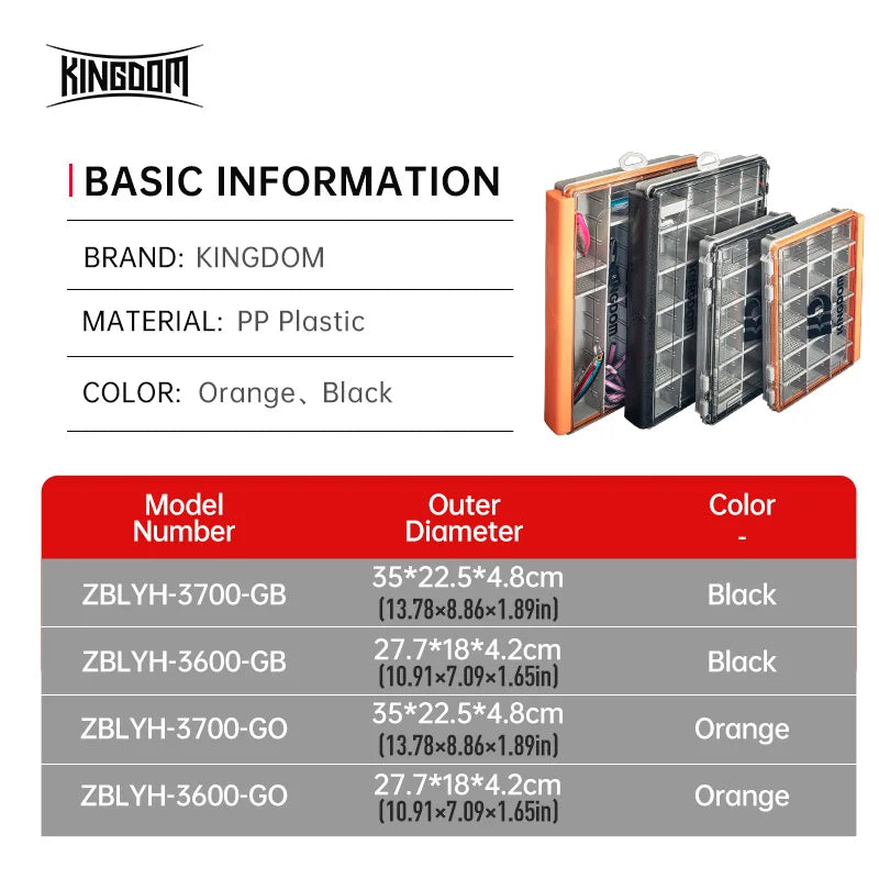 Kingdom Fishing Tackle Box 2 Sizes  Multifunction Tackle Trays Organizer with Removable Dividers Fishing Lure Box