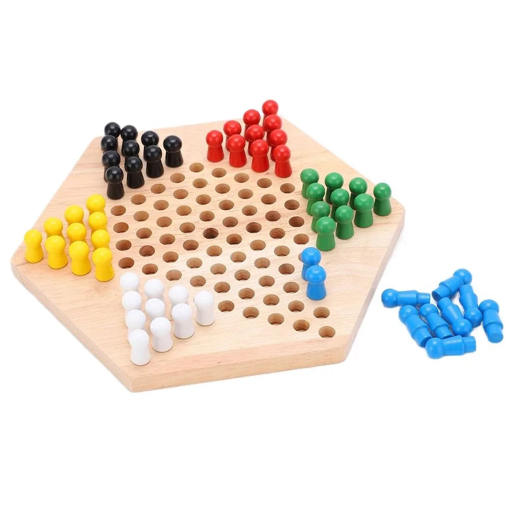 Chinese Checkers Wooden Colorful Chinese Checker Board Game for Kids Family Play