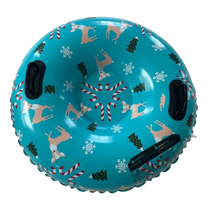 Winter Snow Tube 35.83inch Kids Adults Sledding Sleigh Inflatable Snow Sled Foldable Cold-resistant Ski Circle with Handles