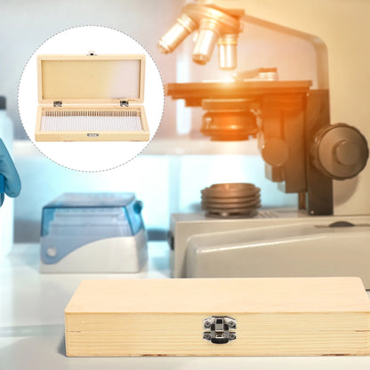 Wooden Slice Box For Microscope Slides Wooden Specimen Case Microscope Slide Box Sliding Storage Slide Container Lab Equipment