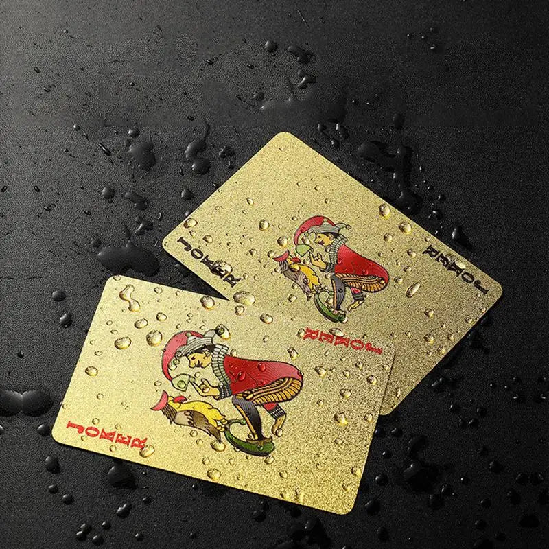 Poker Cards Game Waterproof Gold Foil Poker Board Game PVC Portable Leisure Playing Cards For Festivals Parties Gatherings