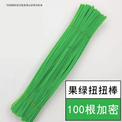 100pcs Chenille Stems Toy DIY Strips Twist Bar Anvil Wire Craft Pipe Creative Hobby Children Plush Stick Pipe Cleaners DIY Craft