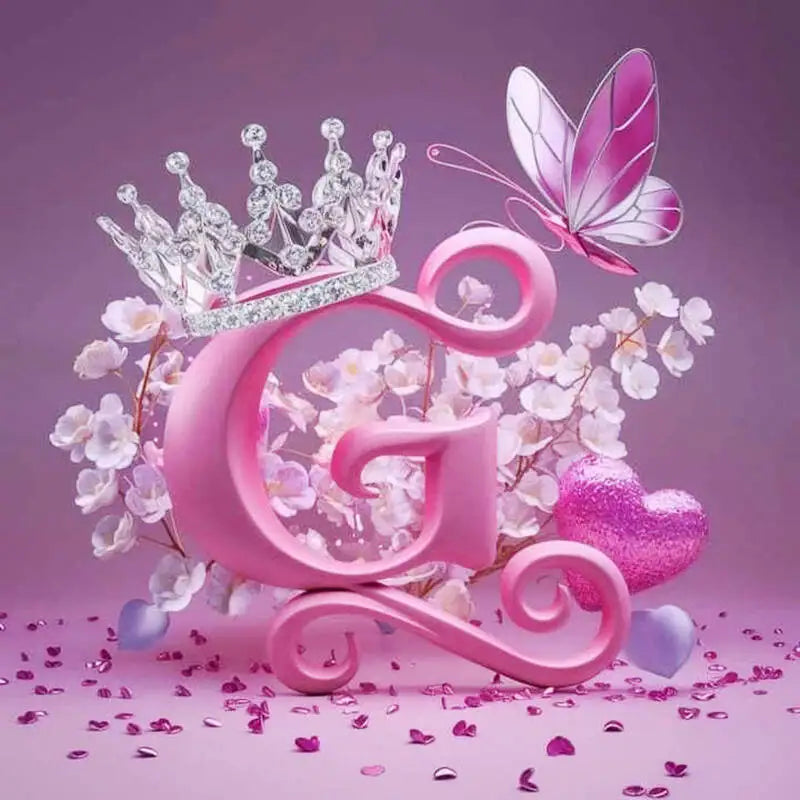 Huacan New Arrivals Diamond Painting Crown Letters  Full Drill Mosaic Butterfly Alphabet Art Wall Decor For Home Craft Kit