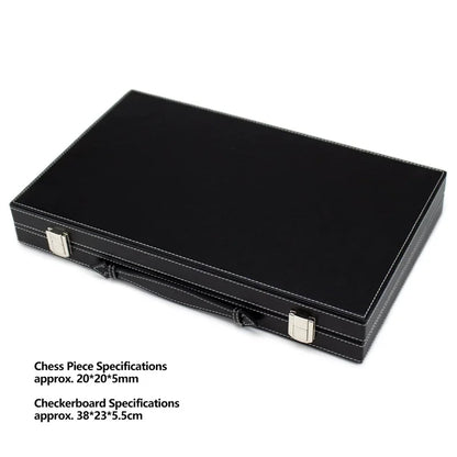 Premium Medium Collapsible Backgammon Board Game Set PU Leather Case Classic Portable Travel Board For Adults Kids Family Party