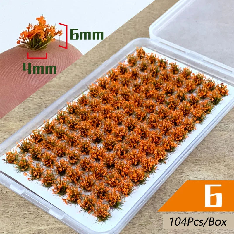 104Pcs Miniature Static Flower/Grass Tuft Plant Model Kit for Diorama Railway/Building/Garden Micro Landscape Model Making