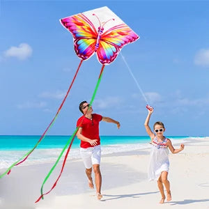 New Amazing Colorful 2Pcs/Set Butterfly Kite For Kids And Adults Good Flying With String And Handle