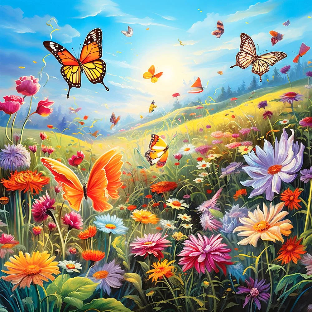 Butterfly Landscape Diamond Paintings Resin 120 Colors 5d Diy Full Drill Mosaic Flower Home Decorative Craft Kit Rhinestone