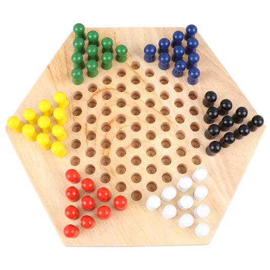Chinese Checkers Set With Multiple Chess Pieces Wooden Board Interactive Children Adult Chess Game Traditional Chinese Checkers