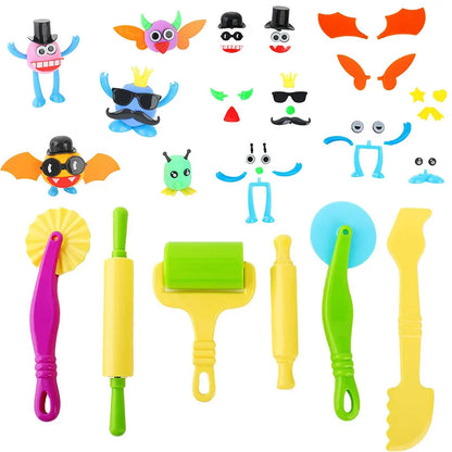 Playdough Molds Dough Accessories Handicraft Toys Cutter Roller Hat Eyes Nose Plasticene Models Kindergarten Kids DIY Crafts