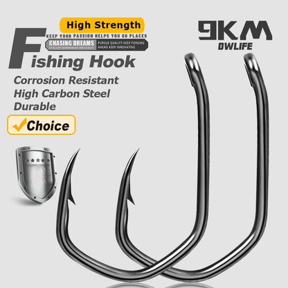 9KM 50~200Pcs PTFE Coating Sharp Fishing Hooks High Carbon Fishing Barbed Carp Hooks, Fishing Tackle Accessories