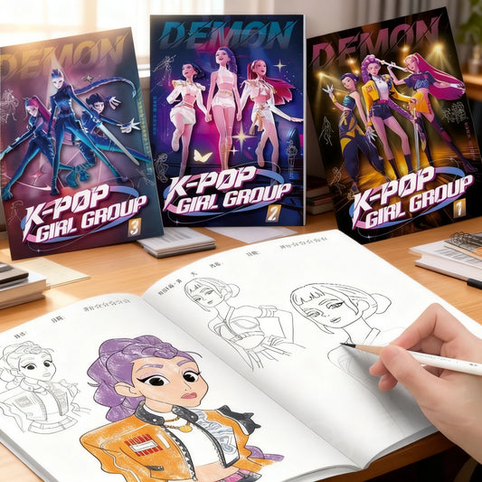 Kpop Demon Hunters Coloring Book Anime Character Rumi Mira Zoey Cute Line Drawing Tracing Sketch Copying Picture Book Kids Gifts