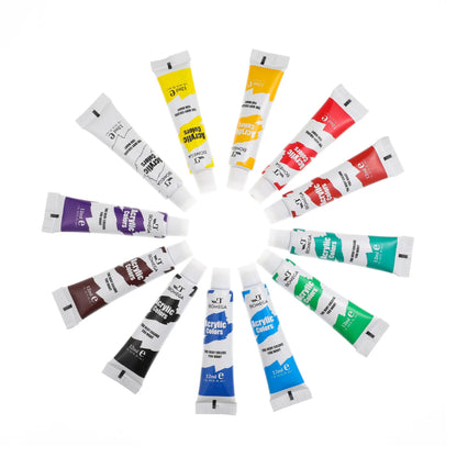 BOMEIJIA Acrylic Paints 12 Colors Professional Set 6/12ml Tubes Artist Drawing Gouache Fabric Glass Oil water color Paint