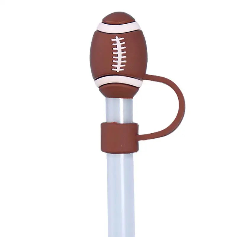 1pc Straw Topper Dust Proof Plugs Basketball Football Shape Covers Reusable Cute Soccer Ball Caps Baseball