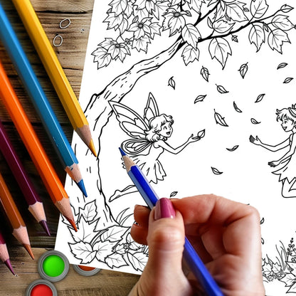 28 Pages Original Fairy Garden Coloring Book for Adult | Colouring Book, Drawing Supplies for Christmas, Thanksgiving, Halloween