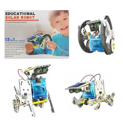 13-in-1 Solar Powered DIY Robot Kit Educational Science Toys for Children STEM Assembly Transformation Robot Ideal Gift for Boys