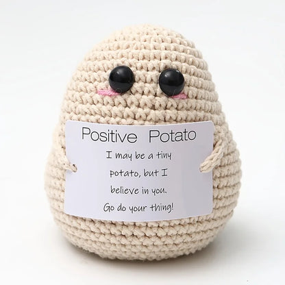 Handcrafted Positive Potato Decor - Emotional Support Crochet, Monochrome DIY Craft Kit, All-Season Quirky Potato Ornament Gift