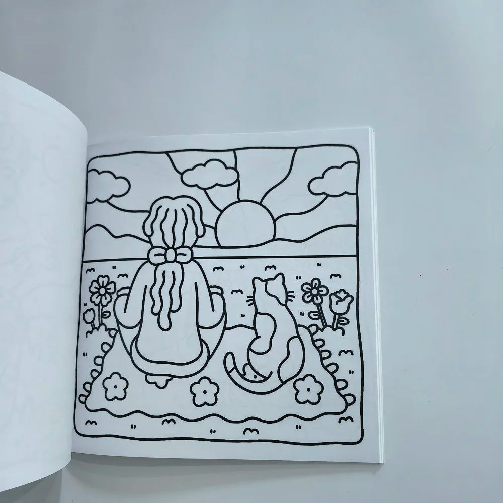 Cozy Girl Homebody Cute Coloring Book for Stress Relief Art Drawing Book Perfect Gift for Party and Birthday