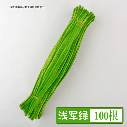 100pcs Chenille Stems Toy DIY Strips Twist Bar Anvil Wire Craft Pipe Creative Hobby Children Plush Stick Pipe Cleaners DIY Craft