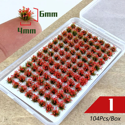 104Pcs Miniature Static Flower/Grass Tuft Plant Model Kit for Diorama Railway/Building/Garden Micro Landscape Model Making