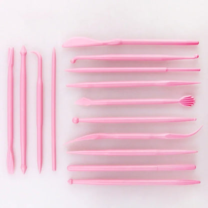 14pcs/set Plastic Clay Sculpting Set Cake Decorating Tools Set for Shaping Clay Playdough Tools Toys Polymer Modeling Clay Tools